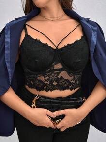 Firerie Plus Lace Bustier Cami Top - Black - View 9