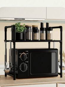 SHEIN 1pc Multi-Functional Countertop Storage Rack, Thickened Kitchen Microwave Oven Rack, Household Storage Shelf For Kitchen, Living Room, Bedroom Tabletop