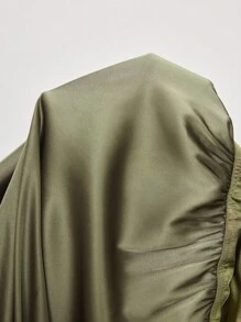 BizChic 2025秋冬新款绿色不对称剪裁斜翻领交叉露肩连体衣，现代优雅都市商务休闲办公装，适合约会、派对、郊游、机场、浪漫乡村音乐会、韩式、机场、婚礼嘉宾、生日、万圣节、圣诞节 - 綠色 - 查看 8