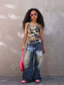 Coolane Kids Tween Girl 酷炫街头风春夏迷彩针织修身背心 - 彩色 - 查看 6