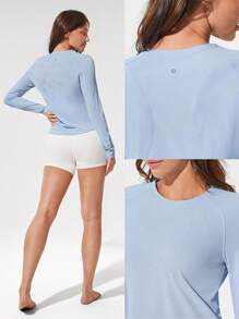 GLOWMODE Tee Time Essential Hip Length Long-Sleeve Active Top Daily Casual Machine Washable  Spring Summer - Baby Blue - View 7