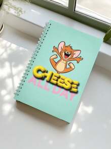 TOM & JERRY X SHEIN Sổ tay A5 màu xanh lá cây: Bìa họa tiết hoạt hình sống động có trang trống - Nhật ký học tập và công việc - màu xanh lá - Xem 4