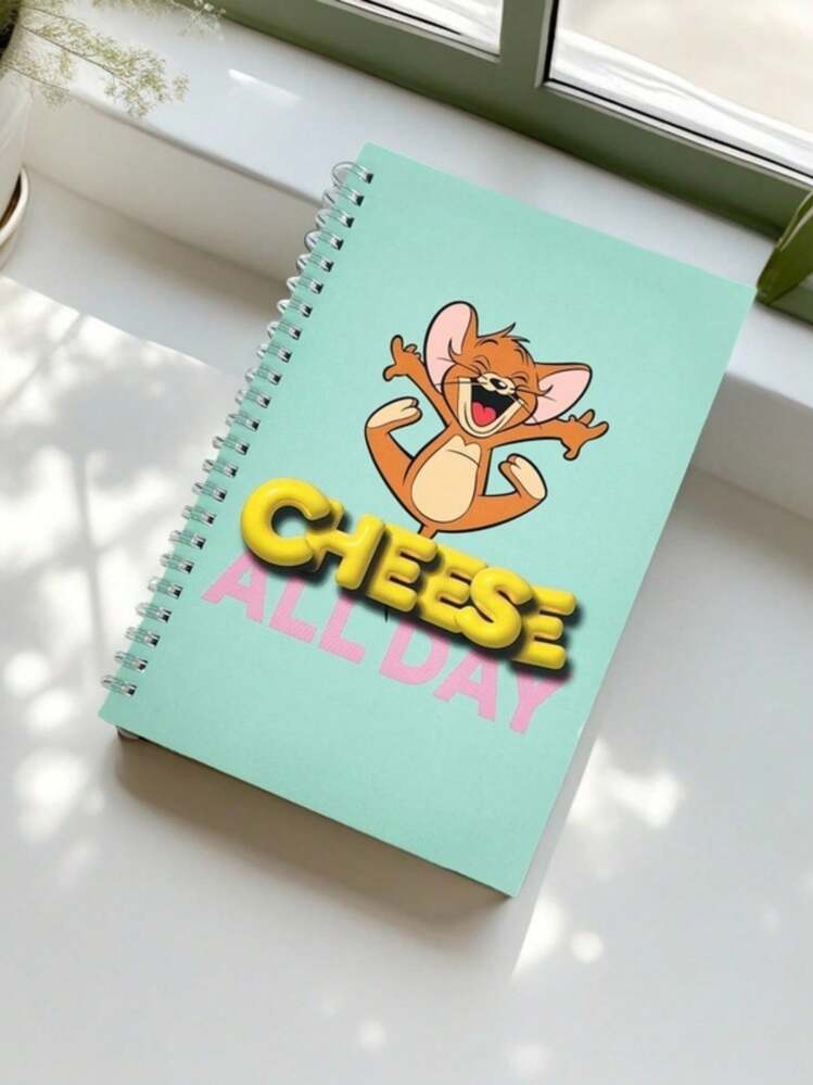 TOM & JERRY X SHEIN Green A5 Notebook: Vibrant Cartoon Pattern Cover With Blank Pages -School & Work Journal - Green - View 4