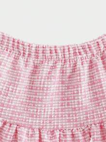 SHEIN 女宝宝休闲时尚长袖夹克和裙子两件套，春秋季，日常穿着 - 粉色 - 查看 7