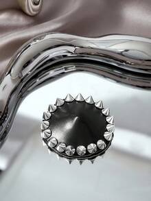 SHEIN Rivet Embellished Leather Nipple Cover - Black - View 3