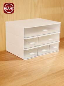 Madebyblanc 1PC桌面收纳盒，单层单抽屉，单层多抽屉可选，多层抽屉款式，单、多抽屉设计，桌面收纳盒，用于杂物和文具，化妆盒，家用，卧室用，分区收纳文具收纳盒，多功能，学生用品，办公室用，开学季 - 白色 - 查看 5