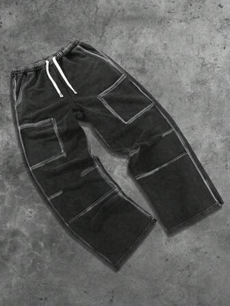Street Life Men's Drawstring Elastic Waist Loose Casual Street American Style Cargo Sweatpants