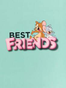 TOM & JERRY X SHEIN Sổ tay A5 màu xanh lá cây: Bìa họa tiết hoạt hình sống động có trang trống - Nhật ký học tập và công việc - màu xanh lá - Xem 5