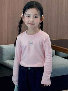 DAZY Young Girls Crew Neck Knit Fleece T-Shirt, Fall,Winter - Multicolor - View 6