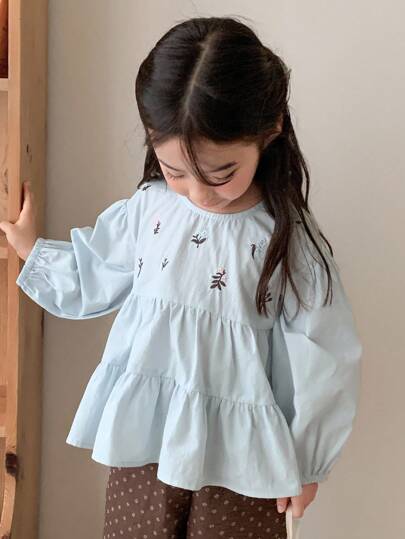 Dazy Kids 小女孩可爱刺绣长袖衬衫