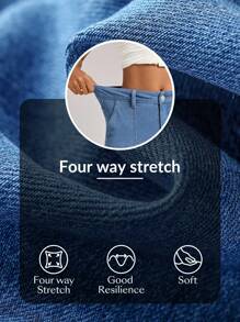 SHEIN Tall 女士休闲水洗修身七分牛仔裤 - 淺色水洗藍 - 查看 9