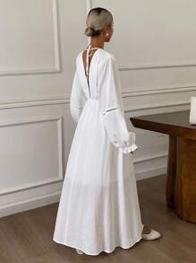 DAZY Women's Loose Casual Long Dress, Autumn/Winter Maxi Dress - White - View 6