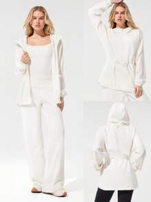 GLOWMODE Softserene 莫代尔休闲 MVP 宽松版型丝滑透气齐臀拉链连帽夹克日常休闲装 - 白色 - 查看 7