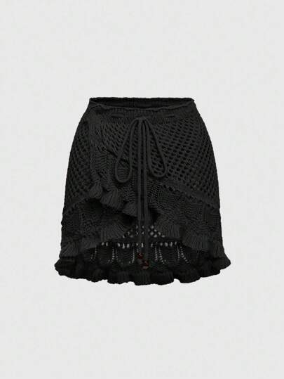 Women's Summer Beach Casual Vacation Hollow Out Knit Skirt