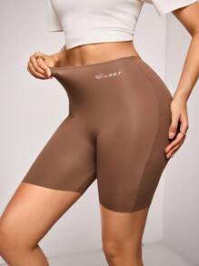 SuitURBody Women Letter Print High Waist Tight Stretch Shorts