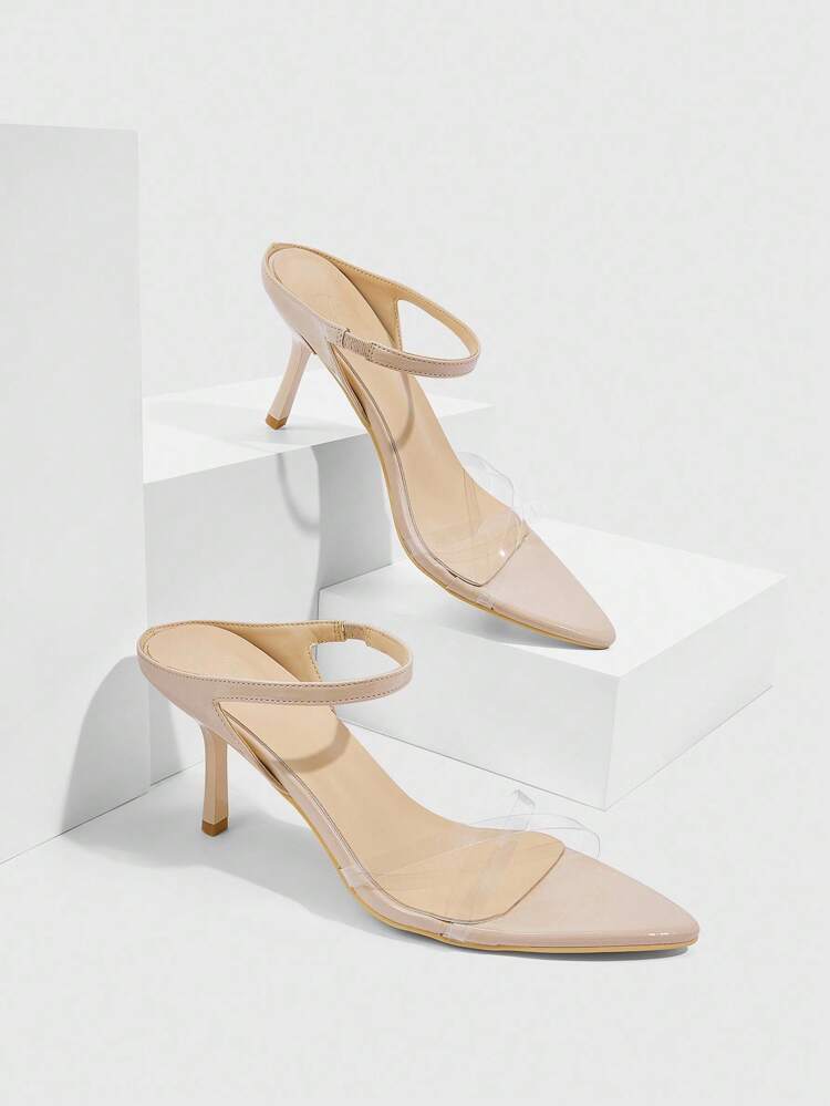 CUCCOO SZL Apricot Color Criss-Cross Strap Fashionable Daily Commute Street Elegant Pointed Toe High Heel Sandals For Women