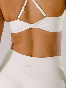 Aralina Leisurewear Pastel Pink Supportive Deep-V Active Twist Crop Top With Bag - White - View 3