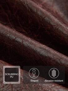 Anewsta Women's Floral Print Fringed PU Leather Single Breasted Vest Jacket - Maroon - View 2