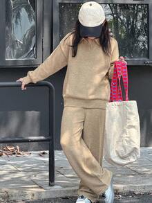 DAZY Tween Girls Knitted Sweater Set, Autumn - Apricot - View 5