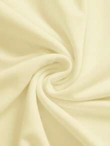 SHEIN BASICS 女式休闲纯色针织圆领短袖紧身衣 - 黃色 - 查看 5