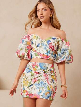 L'Amorae 女士花卉孔眼扭花细节夏季迷你裙，女士夏季服装，女士度假服装，生日服装