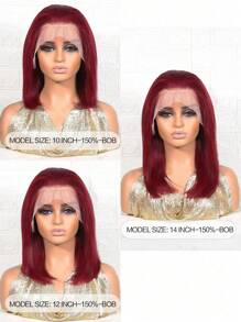 高亮短直 13X4 前蕾絲假髮 漸層 99J 真人發蕾絲前閉合假髮女式前嬰兒發預拔自然髮際線假髮 - S99J - 查看 6