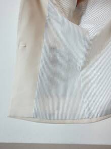 ATUI Studio 女士秋季休闲通勤都市宽松百搭撞色条纹西装外套，适合办公室、商务休闲、婚礼宾客等场合 - 杏色 - 查看 7