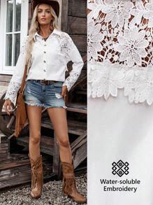 LanaWest Veste légère à manches longues minimaliste et perforée de couleur unie pour femmes, à porter au quotidien - Blanc - Voir 4