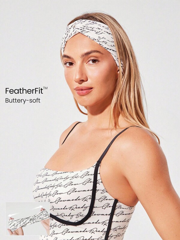 GLOWMODE 1 Pack FeatherFit™ Twist And Glow Stretchy Soft Sweat-Wicking Twist Knot Elastic Headband Gym Workout Daily Casual