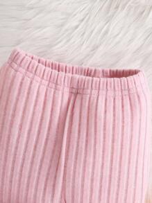 SHEIN 2 Stücke Baby Mädchen Jacke mit Schleifendekor, Rundhalsausschnitt, Langarm & Hose mit elastischem Bund, Kinderkleidung, Babykleidung, geeignet für Herbst/Winter, Party & Alltag