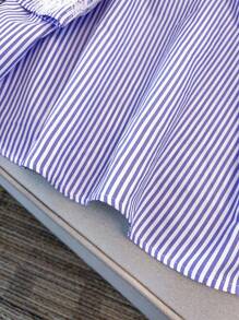 GlowEve CURVE 大码女式条纹印花上衣简约圆领拼接蕾丝外出度假夏季波西米亚风蕾丝上衣