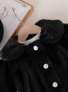 SHEIN Baby Girl Elegant & Cute Thin Cardigan With Beret Hat, Autumn Fall Winter - Black - View 6
