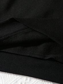 EMERY ROSE Plus Size Women's Letter Printed Hot Round Neck Sweatshirt Fall Cloth For Women Winter Autumn - Black - View 4