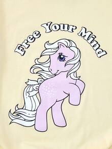 My Little Pony X SHEIN 青少年女孩字母和卡通图案圆领短袖T恤 - 黃色 - 查看 3