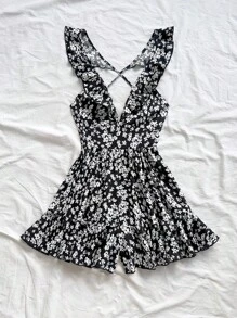 Soleia Mono con estampado floral ribete con fruncido - Negro - Ver 5