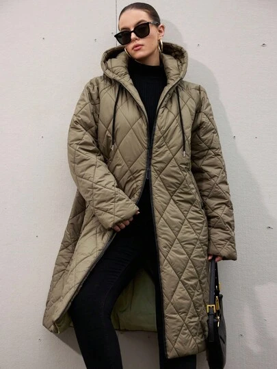 Aveloria Modichic Plus Size Padded Coat, Fashionable Hooded Coat Fall Winter Cloth For Women