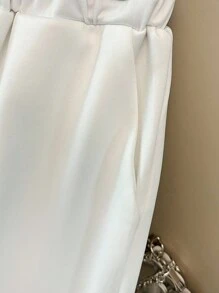 INAWLY 女式休闲抽绳腰阔腿运动裤 - 白色 - 查看 5