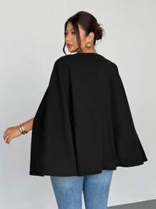 Firerie Plus Size Black Cloak Prive Elegant Romantic Blazer,Fall Clothes For Women Autumn