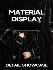 Anewsta Jaqueta de pele sintética de luxo feita à mão com gola de pele sintética de cristal e manga comprida para mulheres, adequada para outono/inverno, Natal, ano novo, festa, elegante, luxuosa, formal, chique, preta