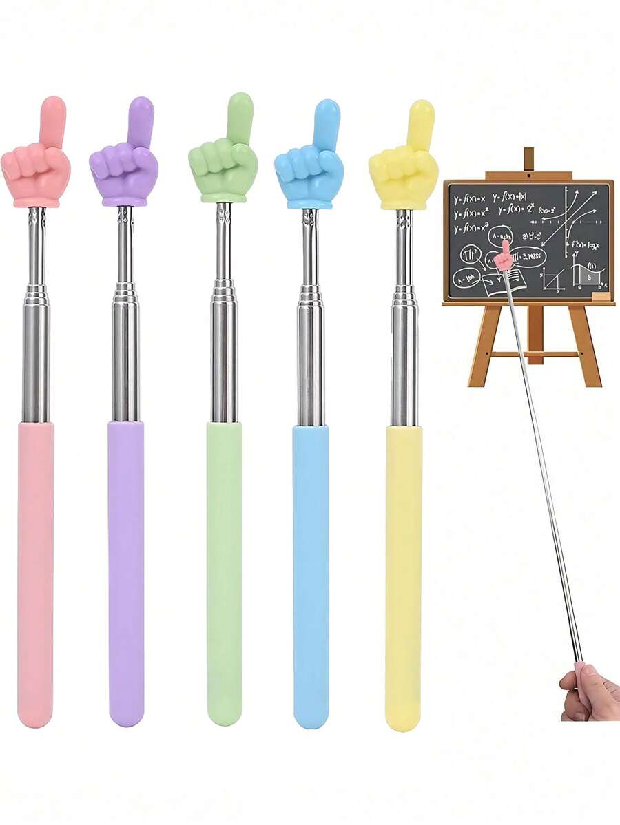 Teacher Specific Telescopic Teaching Whip, Classroom Blackboard Indicator Stick, Student Reading Tracking Guide Rod - Multicolor - View 1