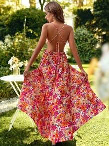 KARISMINA 滿版印花吊帶連衣裙 - 彩色 - 查看 1