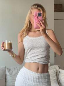 CovetEZ 女士花邊蕾絲背心上衣，適用於春夏搭配 - 白色 - 查看 2