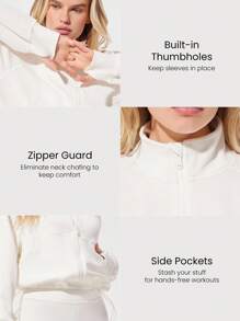 GLOWMODE SoftCalm Modal Cool Comfort Silky Smooth Breathable Contoured Seams Drawstring Waist Thumbholes Waist Length Zip-Up Jacket Casual Spring - White - View 4