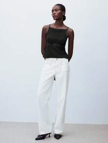 Maija 女士时尚休闲日常吊带背心上衣，基本款简约商务休闲外套上衣，适合派对和聚会，秋冬季 - 黑色 - 查看 7