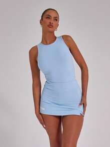 Musera Sport Casual Sports Split Hem Skort Tennis Skirt Workout Summer Holiday Gym Fitness