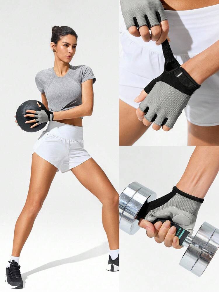 Guantes de fitness cómodos y elásticos de malla con almohadilla de palma engrosada para gimnasio y entrenamiento