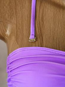 SHEIN Swim 女款細肩帶漸變色荷葉邊連身泳衣嘉年華 - 彩色 - 查看 11