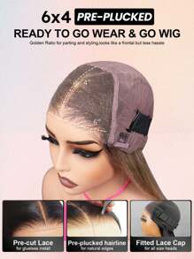 ALL READY WIG Wear & Go 6x4 透明蕾丝无胶假发 预拔自然发际线直发 180% 密度 22-28 英寸蕾丝闭合假发 S3/14 渐变色 高品质耐热无需胶水 适合初学者 度假装 旅行节舞会户外角色扮演校园学校海滩婚礼露营假日装夏季装 度假氛围魅力优雅休闲 Y2k 时尚风格 Ss25 关键词 - S3/14 - 查看 7
