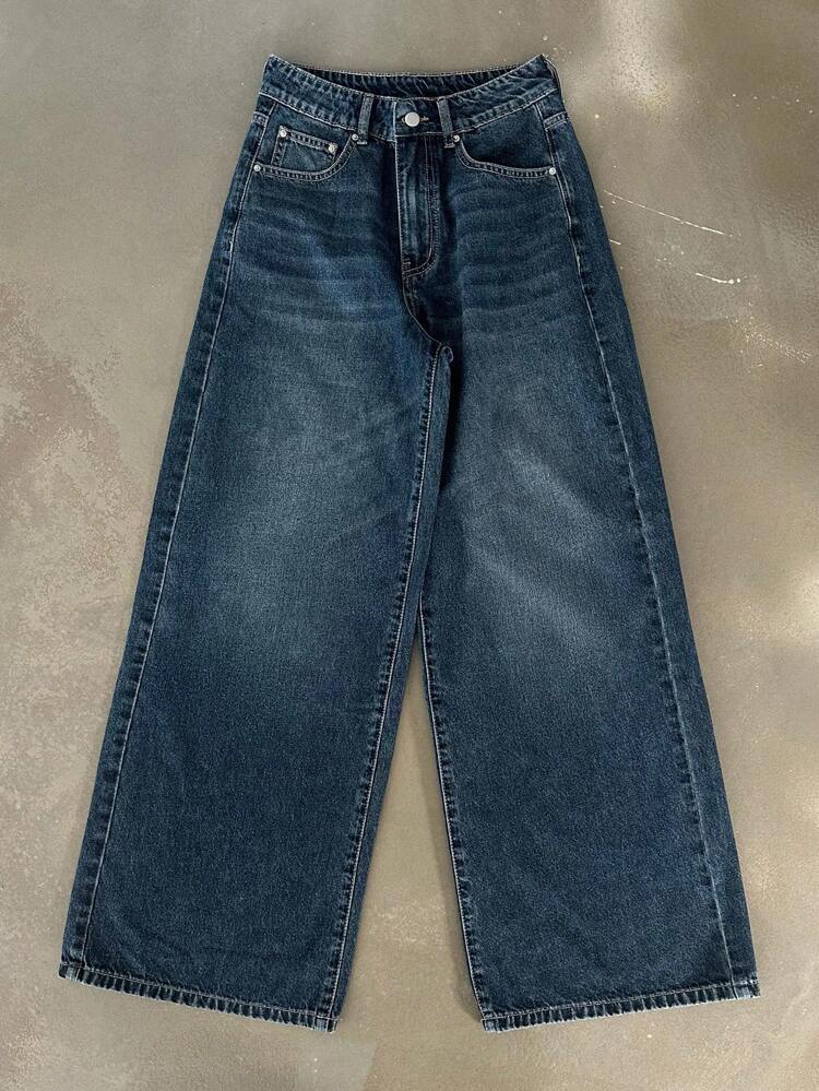 Women's Straight Pocket Loose Casual Jeans