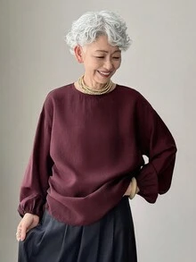 FRIFUL Áo sơ mi tay đèn lồng màu trơn đơn giản dành cho nữ, có dây rút bên hông, mùa thu - Đỏ - Xem 3